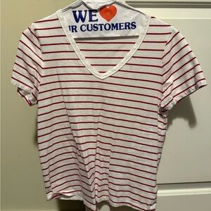Old Navy Red and White Striped Short Sleeve Tee